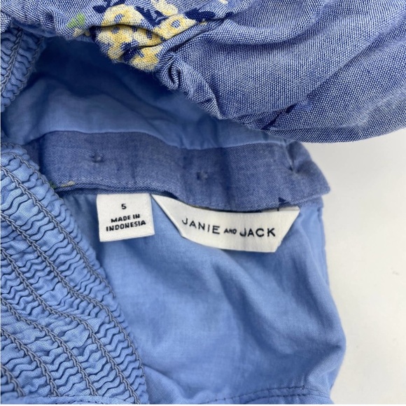 JANIE AND JACK Floral Smocked Bubble Sleeve Dress Girls Size 5 Summer Cotton - Picture 8 of 10